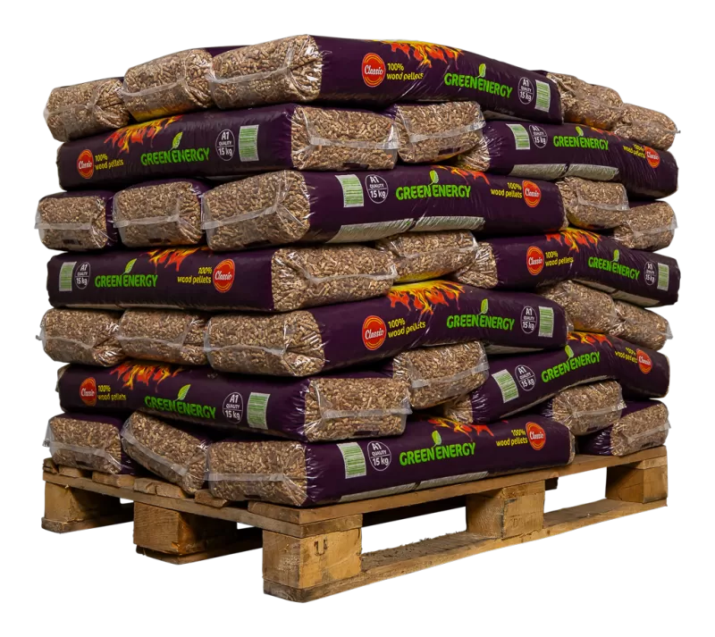 Halve pallet - Green Energy Classic (mix) 15 kg  65 zakken op een pallet